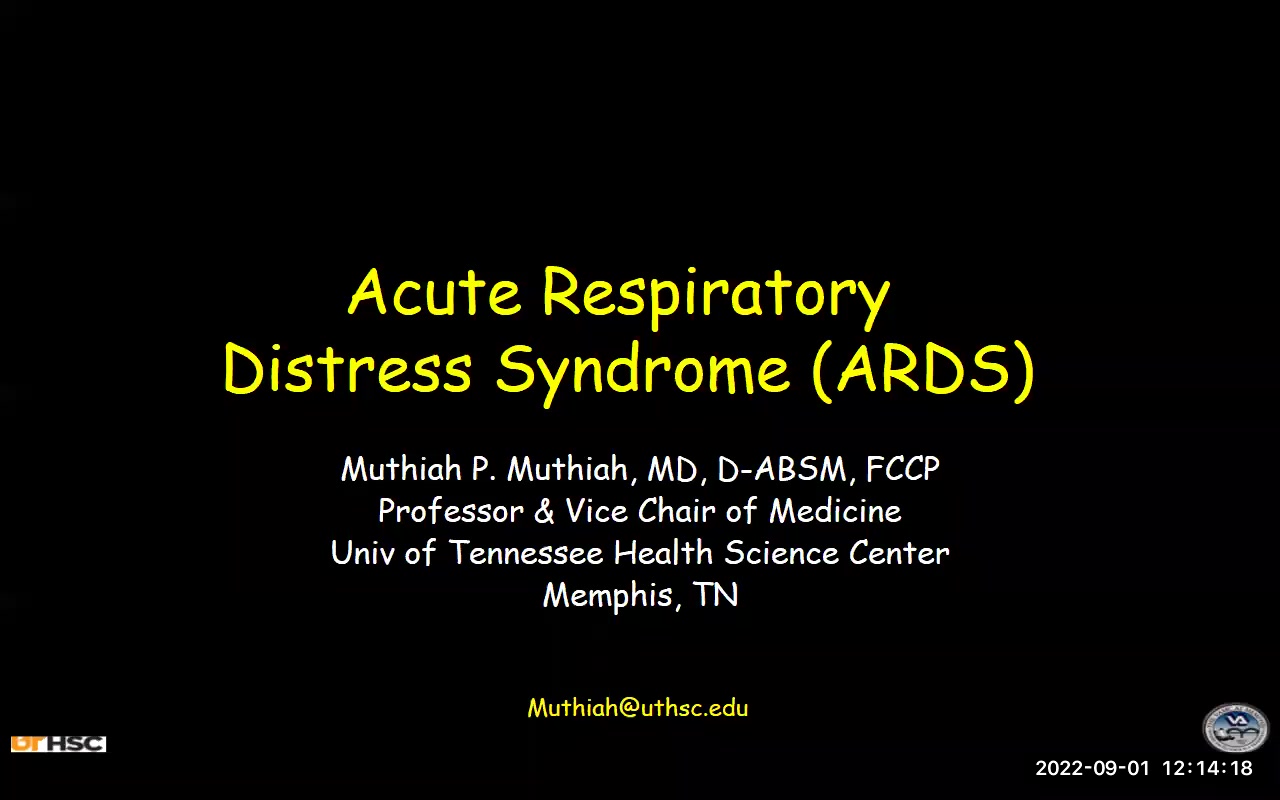 ARDS Basics with Dr. Muthiah- 9.1.2022